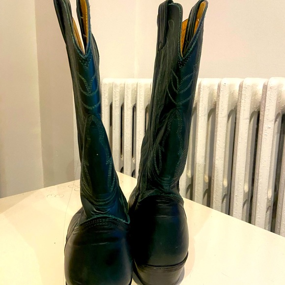 Dark green leather vintage Nocona cowboy boots - Picture 4 of 6